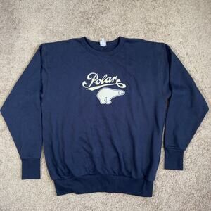Vtg Ebbets Field Flannels Cerveceria Polar Bear Navy Sweater 2XL Stretch USA